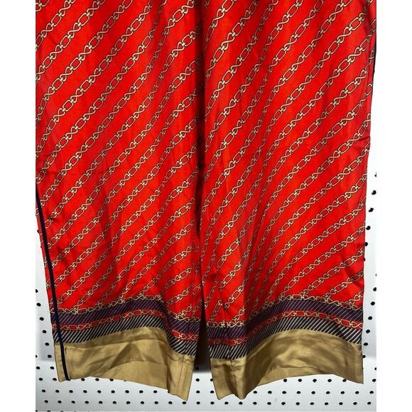 J.Crew gold chain wide leg printed silk pants size 8 - Picture 3 of 9